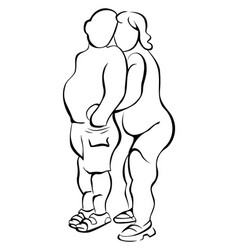 Overweight Couple In Hug