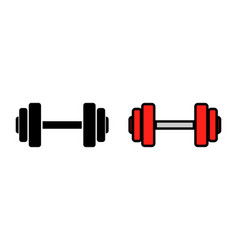 Black And Red Dumbbell Icon Set Or Muscle Training