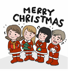 Children Singing Song Merry Christmas Cartoon