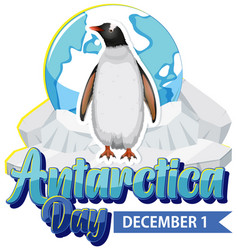 Antarctica Day Text With Penguin