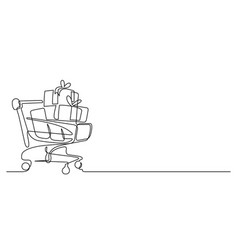 Continuous Line Drawing Of Shopping Cart