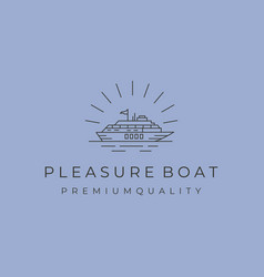 Sunburst Pleasure Boat Line Art Logo Symbol Design