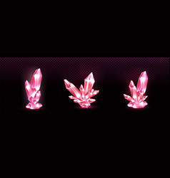 Crystal Clusters With Pink Glowing Light Aura