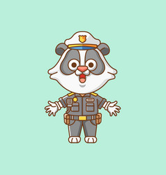 Cute Panda Police Officer Uniform Cartoon Animal