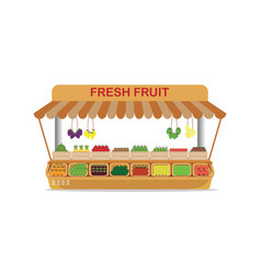 Vegetable and fruit market stall with price labels