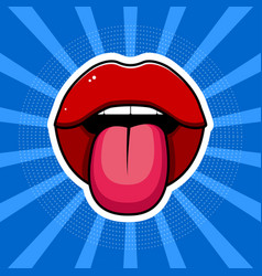 Pop Art Sticker Mouth Red Lips Abstract Retro