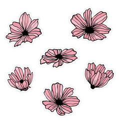 Set Of Pink Flower Stickers