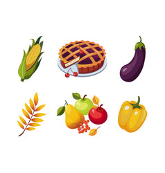 Thanksgiving Autumn Holiday Symbols With Eggplant