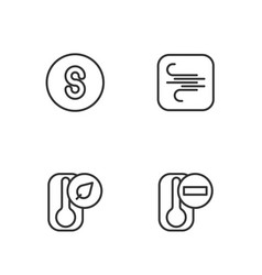 Set Line Thermometer Compass South And Wind Icon