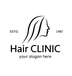 Hair Clinic Logo Black Color Line Style