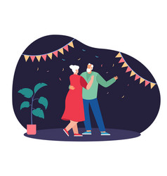 Senior Couple Dancing At Night Party Flat