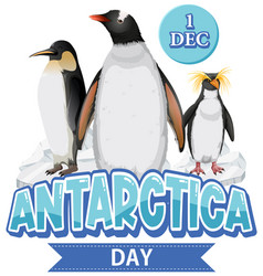 Antarctica Day Text With Penguin