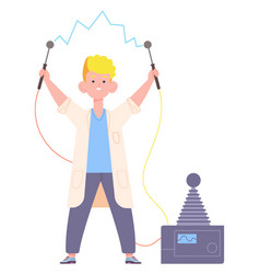 Boy Making Electric Energy Experiment Scientist