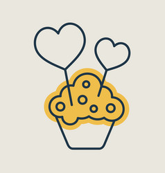 Cupcake With Two Hearts Icon