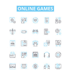 Online Games Line Icons Set Games