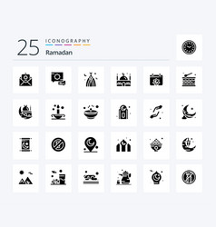 Ramadan 25 Solid Glyph Icon Pack Including Muslim