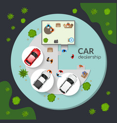 Car Dealership Top View Flat Poster