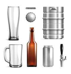 Realistic Beer Mockup Icon Set