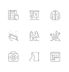 Set Line Icons Of Ski Resort