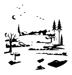 T-shirt Design With Forest River And Moon