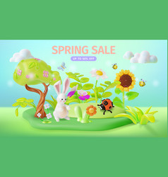 3d Spring Sale Concept Banner Poster Card Cartoon