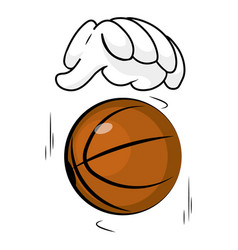 Basketball Ball With Hand On White Background