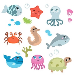 Cute sea creatures cute sea creatures Royalty Free Vector