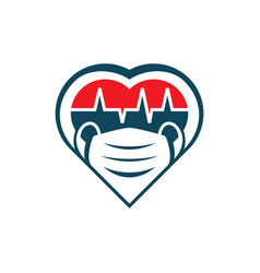 Love Mask Heartbeat Logo Template Red Heart