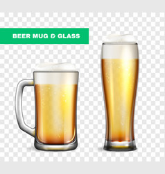 Realistic Beer Mug Glass Icon Set