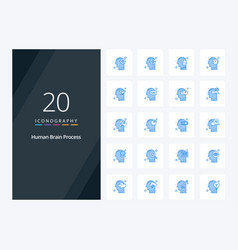 20 Human Brain Process Blue Color Icon