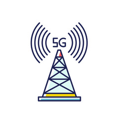 5g Cell Tower Rgb Color Icon Wireless Technology