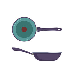 Frying Pan Icon Top And Side View