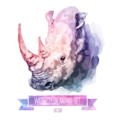 Set Of Watercolor Cute Rhino