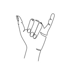 Shaka Gesture One Line Art Continuous Line