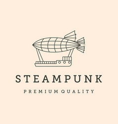 Steampunk Airship Line Art Logo Symbol Design