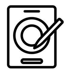 Circle Tablet Icon Outline Digital Pen