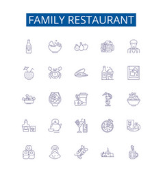 Family Restaurant Line Icons Signs Set Design