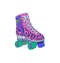 Pink Roller Skate Quad Shoe With Colorful Retro