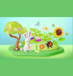 3d Spring Sale Concept Background Cartoon Style