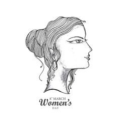 Hand Draw Sketch Women Face In Happy Womens Day