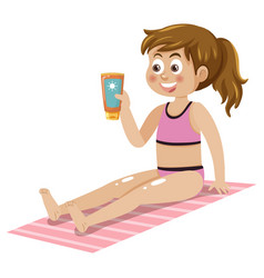 A Girl Applying Sunscreen Lotion