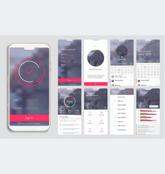 Red cafe menu ui ux gui screen for mobile apps Vector Image