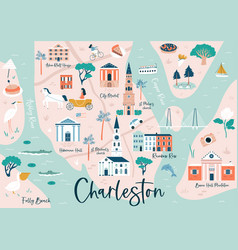 Hand Drawn Map Of Charleston South Carolina Usa