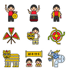 Lion Dance Related Icon Set