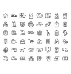 Return Of Goods Icons Set Outline