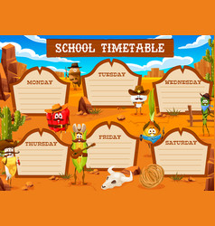 Timetable Schedule Cartoon Cowboy Vegetables