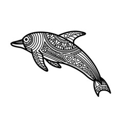 Black And White Mandala Line Art Of The Dolphin