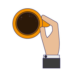 Businessman Han With Coffee Cup Blue Lines