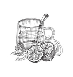 Cup Of Tea With Lemon And Ginger Engraving