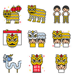 Lion Dance Related Icon Set 2